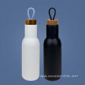 500ml Wood Lid Silicon Handle Vacuum Water Bottle